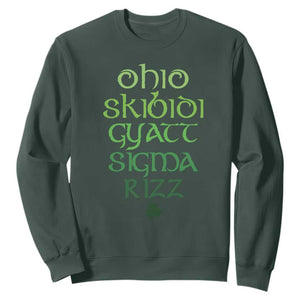 Funny Ohio Skibidi Gyatt Sigma Rizz St Patrick's Day Sweatshirt Shamrock TS11 Dark Forest Green Print Your Wear