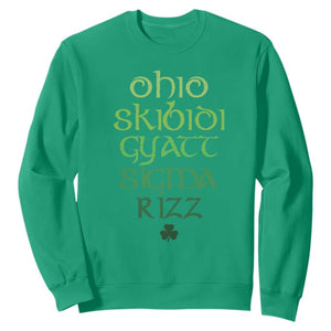 Funny Ohio Skibidi Gyatt Sigma Rizz St Patrick's Day Sweatshirt Shamrock TS11 Irish Green Print Your Wear