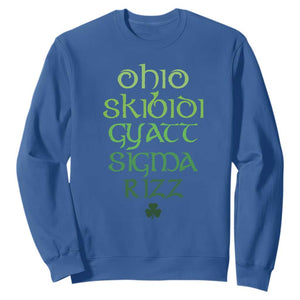 Funny Ohio Skibidi Gyatt Sigma Rizz St Patrick's Day Sweatshirt Shamrock TS11 Royal Blue Print Your Wear