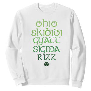 Funny Ohio Skibidi Gyatt Sigma Rizz St Patrick's Day Sweatshirt Shamrock TS11 White Print Your Wear
