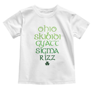 Funny Ohio Skibidi Gyatt Sigma Rizz St Patrick's Day Toddler T Shirt Shamrock TS11 White Print Your Wear