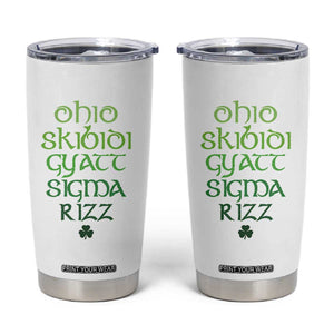 Funny Ohio Skibidi Gyatt Sigma Rizz St Patrick's Day Tumbler Cup Shamrock TS11 White Print Your Wear
