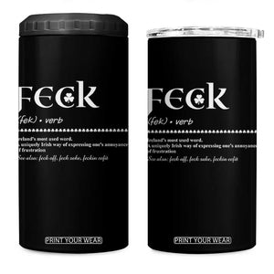 Funny Irish Pride 4 in 1 Can Cooler Tumbler Feck Definition Shamrocks St Patrick's Day TS11 One Size: 16 oz Black Print Your Wear