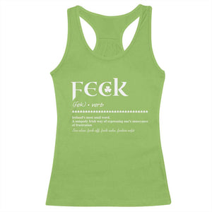 Funny Irish Pride Racerback Tank Top Feck Definition Shamrocks St Patrick's Day TS11 Lime Print Your Wear