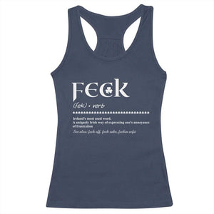Funny Irish Pride Racerback Tank Top Feck Definition Shamrocks St Patrick's Day TS11 Navy Print Your Wear