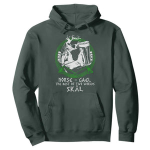 Funny Norse Gael The Best Of Two Worlds Skal Hoodie Irish Viking Beer TS11 Dark Forest Green Print Your Wear