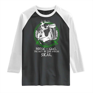 Funny Norse Gael The Best Of Two Worlds Skal Raglan Shirt Irish Viking Beer TS11 Black White Print Your Wear