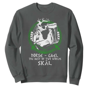 Funny Norse Gael The Best Of Two Worlds Skal Sweatshirt Irish Viking Beer TS11 Dark Heather Print Your Wear