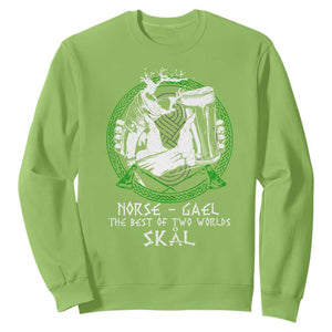 Funny Norse Gael The Best Of Two Worlds Skal Sweatshirt Irish Viking Beer TS11 Lime Print Your Wear