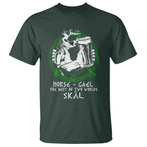 Funny Norse Gael T Shirt - The Best Of Two Worlds Skal Irish Viking Beer Heritage Humor Tee TS11 Dark Forest Green Print Your Wear