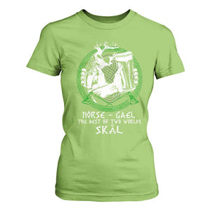 Funny Norse Gael The Best Of Two Worlds Skal T Shirt For Women Irish Viking Beer TS11 Lime Print Your Wear