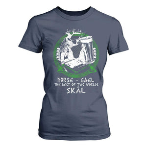 Funny Norse Gael The Best Of Two Worlds Skal T Shirt For Women Irish Viking Beer TS11 Navy Print Your Wear