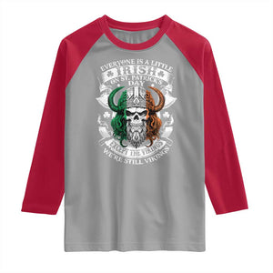Funny Irish Viking Raglan Shirt Everyone Is A Little Irish On St Patrick's Day TS11 Sport Gray Red Print Your Wear