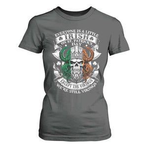 Funny Irish Viking T Shirt For Women Everyone Is A Little Irish On St Patrick's Day TS11 Dark Heather Print Your Wear