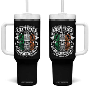 Funny Irish Viking Tumbler With Handle Everyone Is A Little Irish On St Patrick's Day TS11 One Size: 40 oz Black Print Your Wear