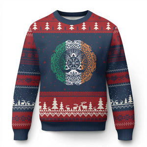 Norse Gaels Viking Yggdrasil Awe Tree Ugly Christmas Sweater Irish St Patricks Day TS11 Navy Red Print Your Wear