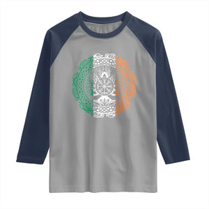 Norse Gaels Viking Yggdrasil Awe Tree Raglan Shirt Irish St Patricks Day TS11 Sport Gray Navy Print Your Wear