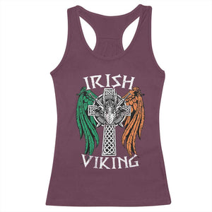 Irish Viking Racerback Tank Top Vintage Shamrock Celtic Viking Skull TS11 Maroon Print Your Wear