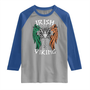 Irish Viking Raglan Shirt Vintage Shamrock Celtic Viking Skull TS11 Sport Gray Royal Print Your Wear