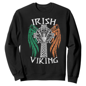 Irish Viking Sweatshirt Vintage Shamrock Celtic Viking Skull TS11 Black Print Your Wear