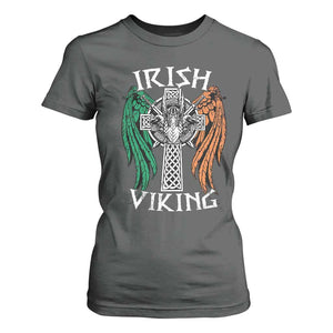 Irish Viking T Shirt For Women Vintage Shamrock Celtic Viking Skull TS11 Dark Heather Print Your Wear