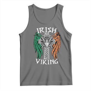 Irish Viking Tank Top Vintage Shamrock Celtic Viking Skull TS11 Black Heather Print Your Wear