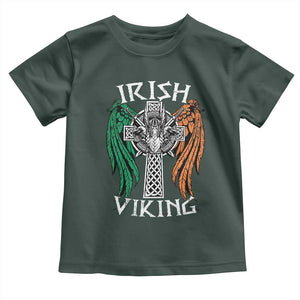 Irish Viking Toddler T Shirt Vintage Shamrock Celtic Viking Skull TS11 Dark Forest Green Print Your Wear
