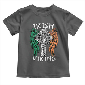 Irish Viking Toddler T Shirt Vintage Shamrock Celtic Viking Skull TS11 Dark Heather Print Your Wear