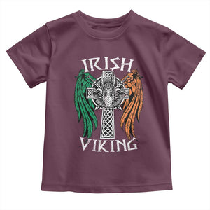 Irish Viking Toddler T Shirt Vintage Shamrock Celtic Viking Skull TS11 Maroon Print Your Wear