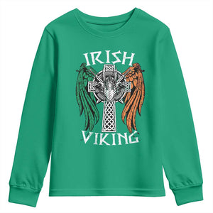 Irish Viking Youth Sweatshirt Vintage Shamrock Celtic Viking Skull TS11 Irish Green Print Your Wear