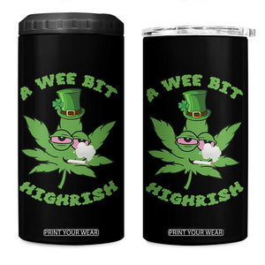 Funny St Patrick's Day Cannabis Weed 4 in 1 Can Cooler Tumbler A Wee Bit Highrish Shamrock TS11 One Size: 16 oz Black Print Your Wear
