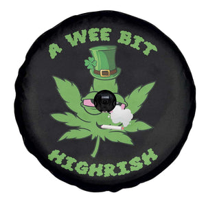 Funny St Patrick's Day Cannabis Weed Spare Tire Cover A Wee Bit Highrish Shamrock TS11 Print Your Wear