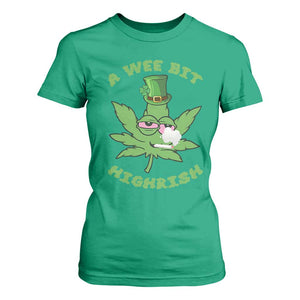 Funny St Patrick's Day Cannabis Weed T Shirt For Women A Wee Bit Highrish Shamrock TS11 Irish Green Print Your Wear