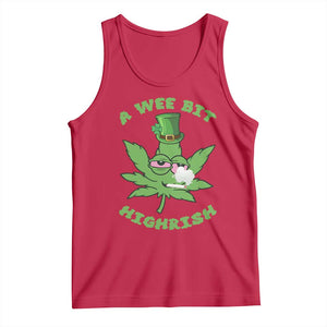 Funny St Patrick's Day Cannabis Weed Tank Top A Wee Bit Highrish Shamrock TS11 Red Print Your Wear