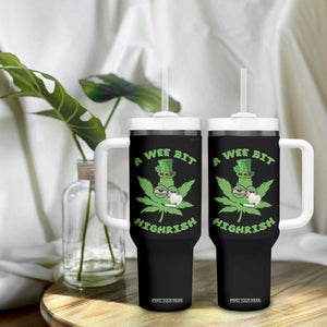 Funny St Patrick's Day Cannabis Weed Tumbler With Handle A Wee Bit Highrish Shamrock TS11 Print Your Wear