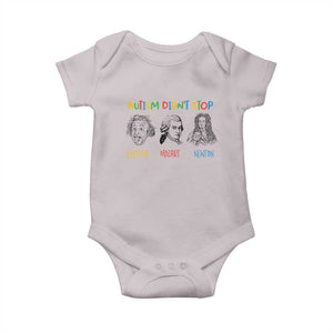 Autism Didn't Stop Einstein Mozart Newton Baby Onesie Autism Awareness TS11 Ice Gray Print Your Wear