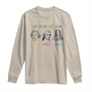 Autism Didn't Stop Einstein Mozart Newton Long Sleeve Shirt Autism Awareness TS11 Sand Print Your Wear