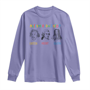 Autism Didn't Stop Einstein Mozart Newton Long Sleeve Shirt Autism Awareness TS11 Violet Print Your Wear