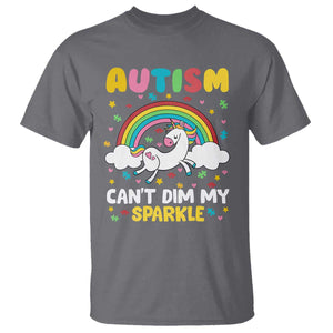 Funny Autism Can't Dim My Sparkle T Shirt Autism Awareness Unicorn Rainbow TS11 Charcoal Print Your Wear