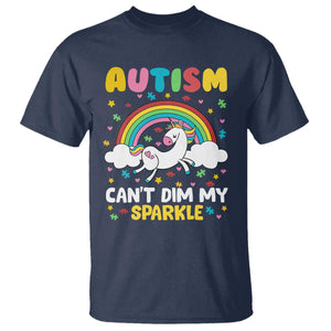 Funny Autism Can't Dim My Sparkle T Shirt Autism Awareness Unicorn Rainbow TS11 Navy Print Your Wear