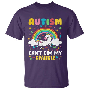 Funny Autism Can't Dim My Sparkle T Shirt Autism Awareness Unicorn Rainbow TS11 Purple Print Your Wear