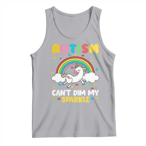 Funny Autism Can't Dim My Sparkle Tank Top Autism Awareness Unicorn Rainbow TS11 Athletic Heather Print Your Wear
