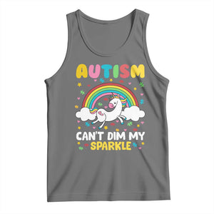 Funny Autism Can't Dim My Sparkle Tank Top Autism Awareness Unicorn Rainbow TS11 Black Heather Print Your Wear