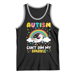 Funny Autism Can't Dim My Sparkle Tank Top Autism Awareness Unicorn Rainbow TS11 Black Athletic Heather Print Your Wear