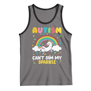 Funny Autism Can't Dim My Sparkle Tank Top Autism Awareness Unicorn Rainbow TS11 Deep Heather Black Print Your Wear