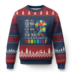 Autism Awareness Ugly Christmas Sweater I Will Speak Fight Advocate For You So That One Day You Can Do It TS11 Navy Red Print Your Wear