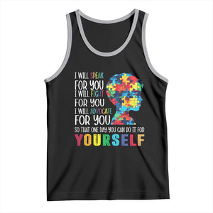 Autism Awareness Tank Top I Will Speak Fight Advocate For You So That One Day You Can Do It TS11 Black Athletic Heather Print Your Wear