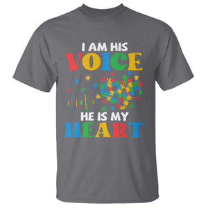 I Am His Voice He Is My Heart T Shirt Autism Awareness Puzzle Piece TS11 Charcoal Print Your Wear