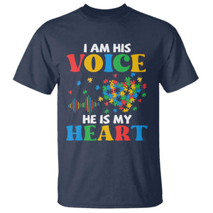 I Am His Voice He Is My Heart T Shirt Autism Awareness Puzzle Piece TS11 Navy Print Your Wear
