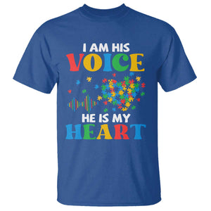 I Am His Voice He Is My Heart T Shirt Autism Awareness Puzzle Piece TS11 Royal Blue Print Your Wear